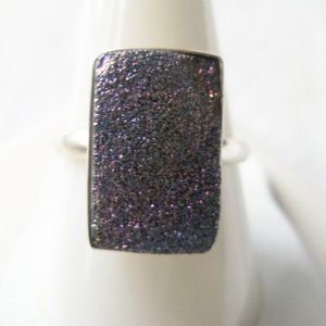 A multi color druzy gemstone ring, size 9.5, 925 silver, promise ring